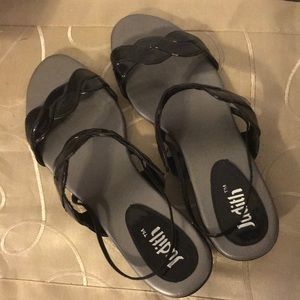 NWOT JUDITH Black and Silver Braided Dress Sandals